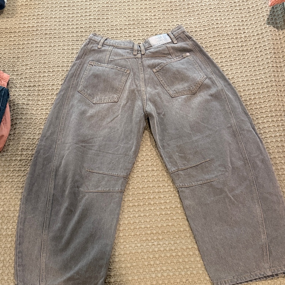 Free People good luck mid rise barrel leg jeans in archive grey - Picture 6 of 7